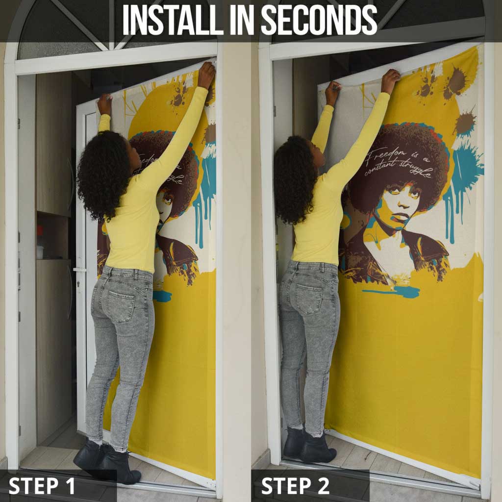 Angela Davis Door Cover Bold Pop Art Style Freedom Is a Constant Struggle Quote Civil Rights Activist - Wonder Print Shop