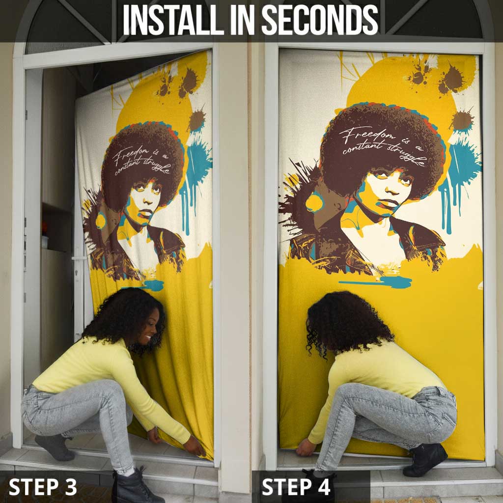 Angela Davis Door Cover Bold Pop Art Style Freedom Is a Constant Struggle Quote Civil Rights Activist - Wonder Print Shop