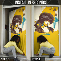 Angela Davis Door Cover Bold Pop Art Style Freedom Is a Constant Struggle Quote Civil Rights Activist - Wonder Print Shop