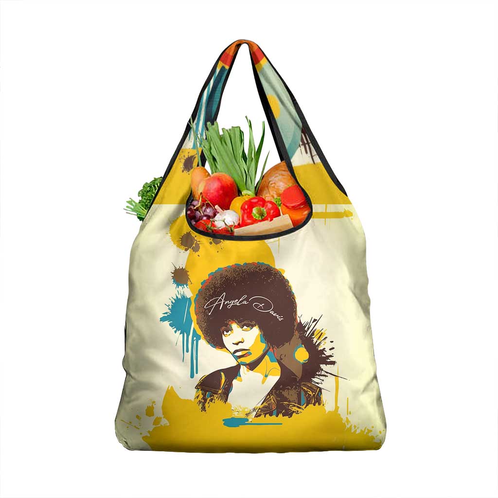 Angela Davis Grocery Bag Bold Pop Art Style Freedom Is a Constant Struggle Quote Civil Rights Activist - Wonder Print Shop
