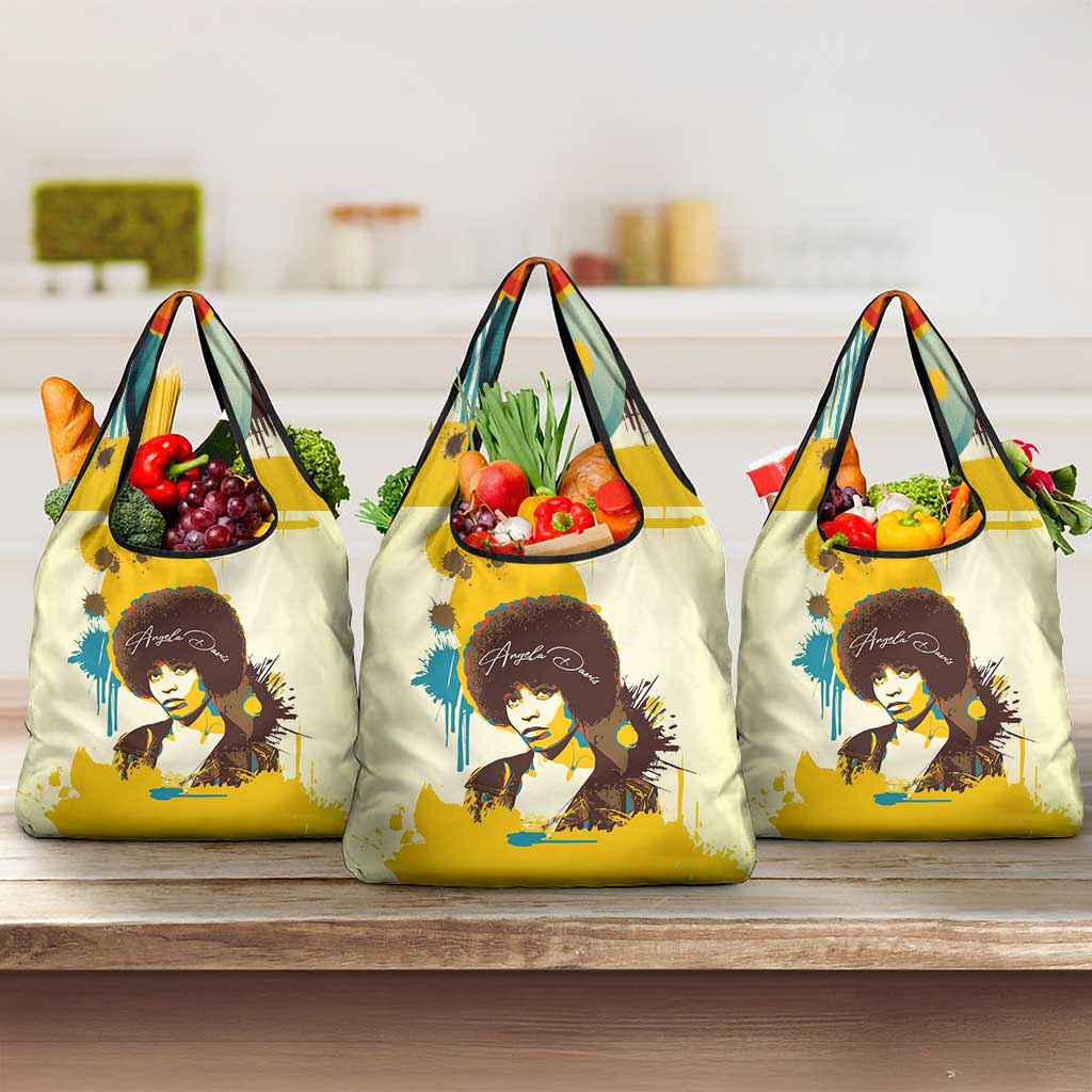 Angela Davis Grocery Bag Bold Pop Art Style Freedom Is a Constant Struggle Quote Civil Rights Activist - Wonder Print Shop