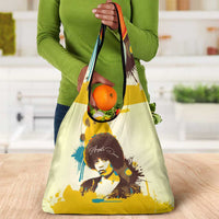 Angela Davis Grocery Bag Bold Pop Art Style Freedom Is a Constant Struggle Quote Civil Rights Activist - Wonder Print Shop