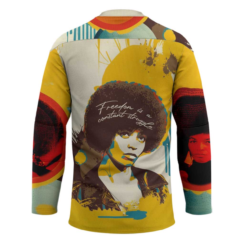 Angela Davis Hockey Jersey Bold Pop Art Style Freedom Is a Constant Struggle Quote Civil Rights Activist - Wonder Print Shop