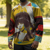 Angela Davis Hockey Jersey Bold Pop Art Style Freedom Is a Constant Struggle Quote Civil Rights Activist - Wonder Print Shop