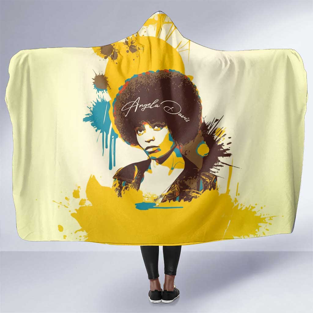 Angela Davis Hooded Blanket Bold Pop Art Style Freedom Is a Constant Struggle Quote Civil Rights Activist - Wonder Print Shop