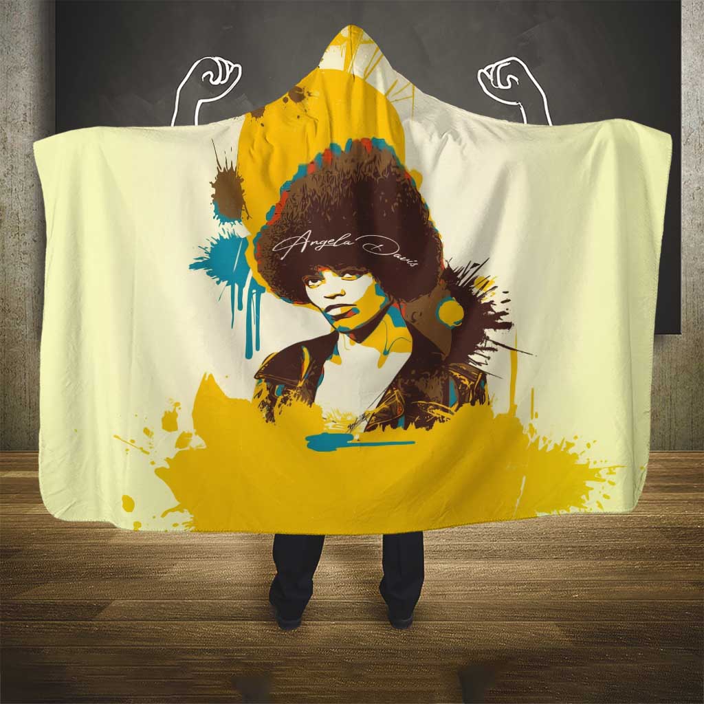 Angela Davis Hooded Blanket Bold Pop Art Style Freedom Is a Constant Struggle Quote Civil Rights Activist - Wonder Print Shop
