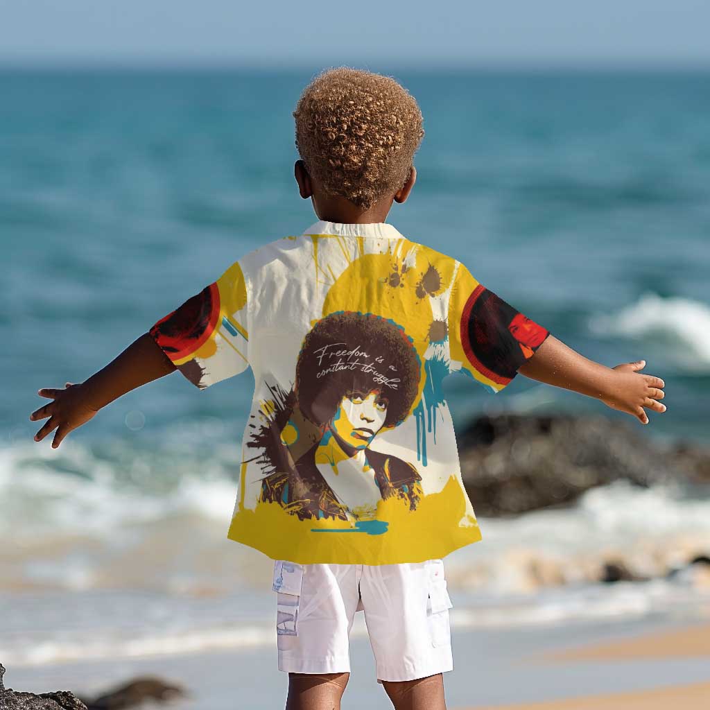 Angela Davis Kid Hawaiian Shirt Bold Pop Art Style Freedom Is a Constant Struggle Quote Civil Rights Activist TS04
