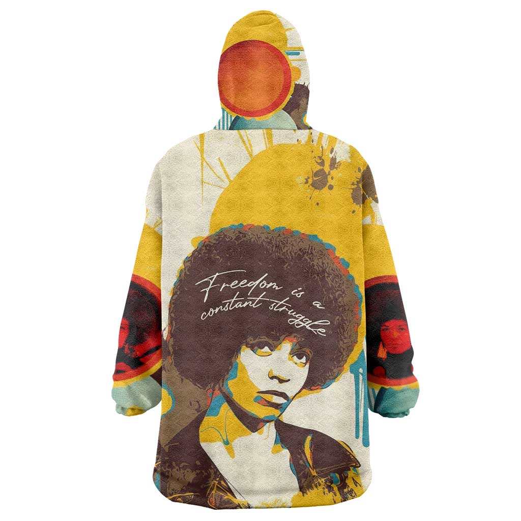 Angela Davis Kid Wearable Blanket Hoodie Bold Pop Art Style Freedom Is a Constant Struggle Quote Civil Rights Activist - Wonder Print Shop