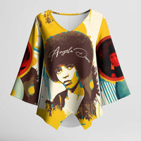 Angela Davis Kimono Sleeve Blouse Bold Pop Art Style Freedom Is a Constant Struggle Quote Civil Rights Activist - Wonder Print Shop