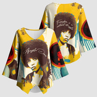 Angela Davis Kimono Sleeve Blouse Bold Pop Art Style Freedom Is a Constant Struggle Quote Civil Rights Activist - Wonder Print Shop