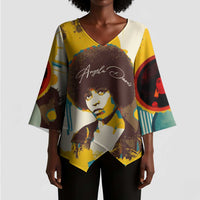 Angela Davis Kimono Sleeve Blouse Bold Pop Art Style Freedom Is a Constant Struggle Quote Civil Rights Activist - Wonder Print Shop