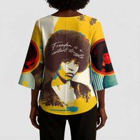 Angela Davis Kimono Sleeve Blouse Bold Pop Art Style Freedom Is a Constant Struggle Quote Civil Rights Activist - Wonder Print Shop