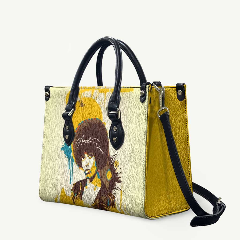 Angela Davis Leather Bag Bold Pop Art Style Freedom Is a Constant Struggle Quote Civil Rights Activist - Wonder Print Shop