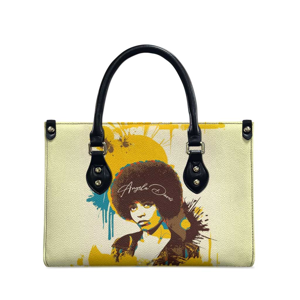Angela Davis Leather Bag Bold Pop Art Style Freedom Is a Constant Struggle Quote Civil Rights Activist - Wonder Print Shop