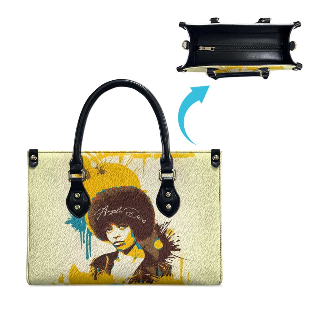 Angela Davis Leather Bag Bold Pop Art Style Freedom Is a Constant Struggle Quote Civil Rights Activist - Wonder Print Shop