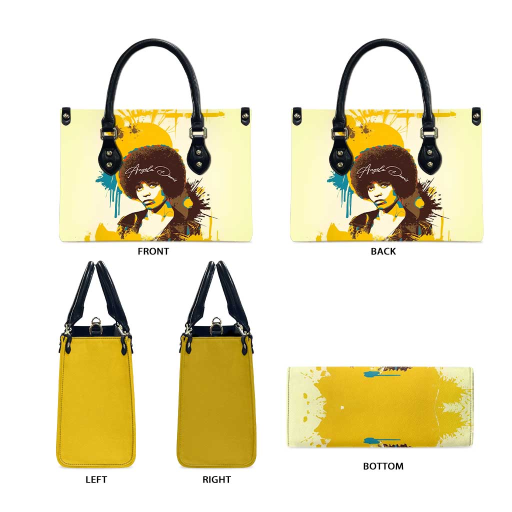 Angela Davis Leather Bag Bold Pop Art Style Freedom Is a Constant Struggle Quote Civil Rights Activist - Wonder Print Shop