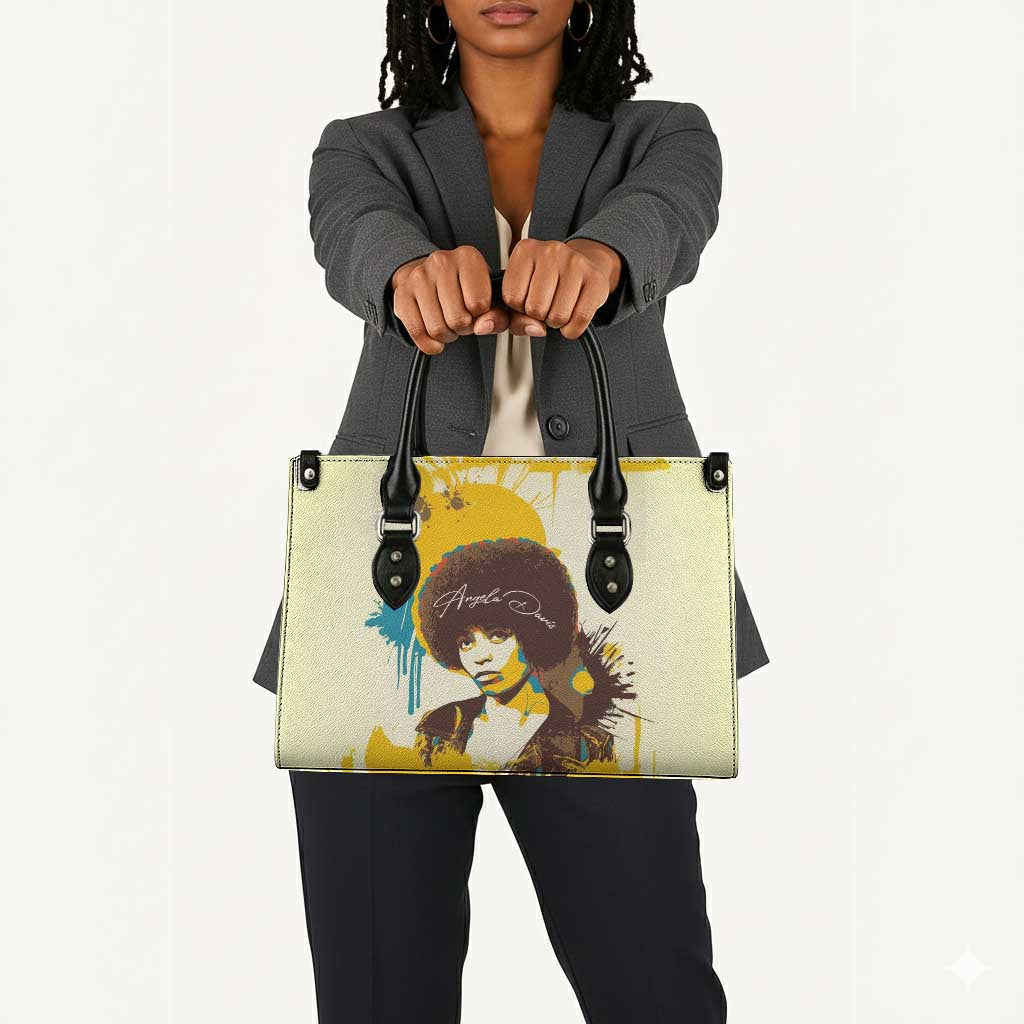 Angela Davis Leather Bag Bold Pop Art Style Freedom Is a Constant Struggle Quote Civil Rights Activist - Wonder Print Shop