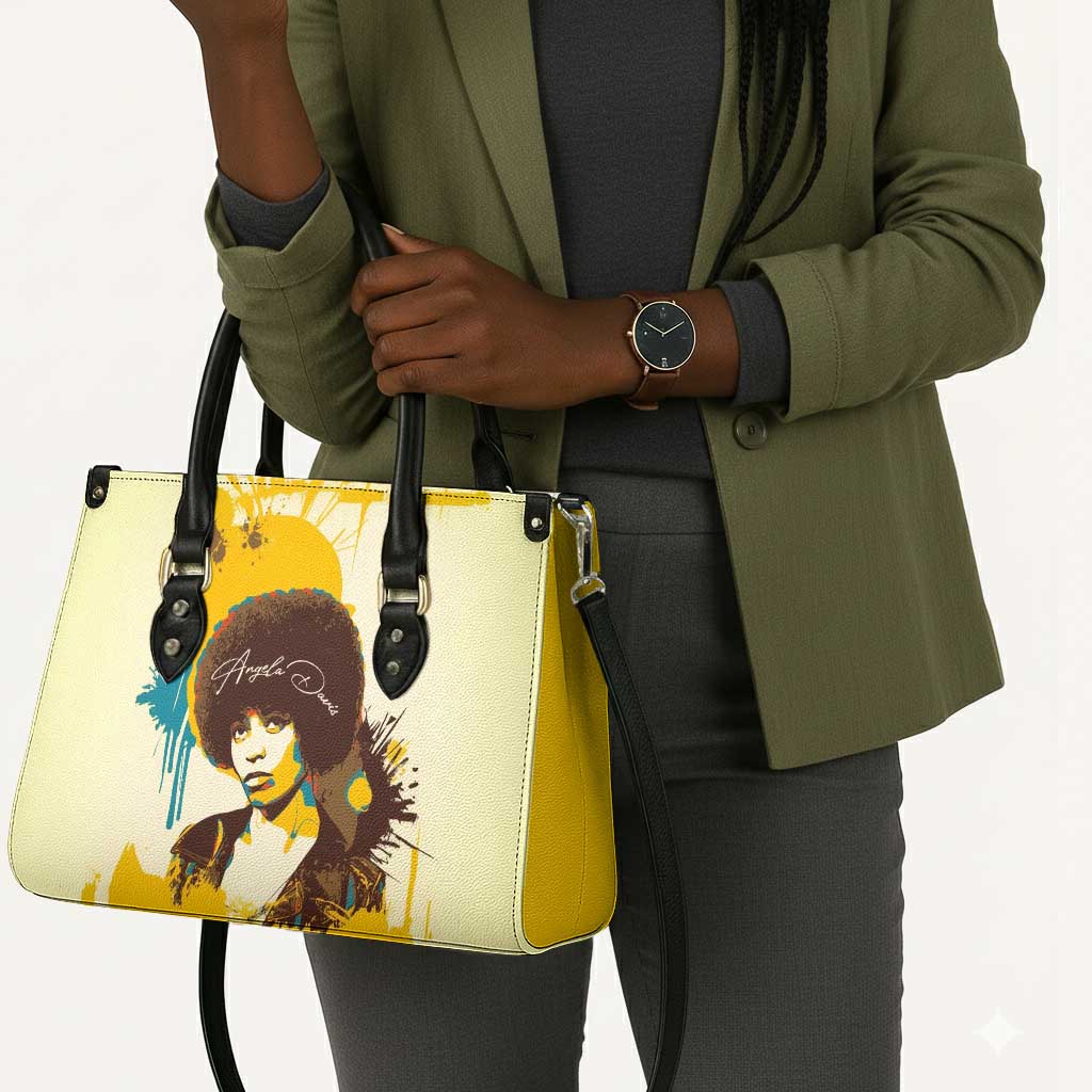 Angela Davis Leather Bag Bold Pop Art Style Freedom Is a Constant Struggle Quote Civil Rights Activist - Wonder Print Shop