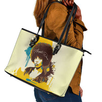Angela Davis Leather Tote Bag Bold Pop Art Style Freedom Is a Constant Struggle Quote Civil Rights Activist - Wonder Print Shop