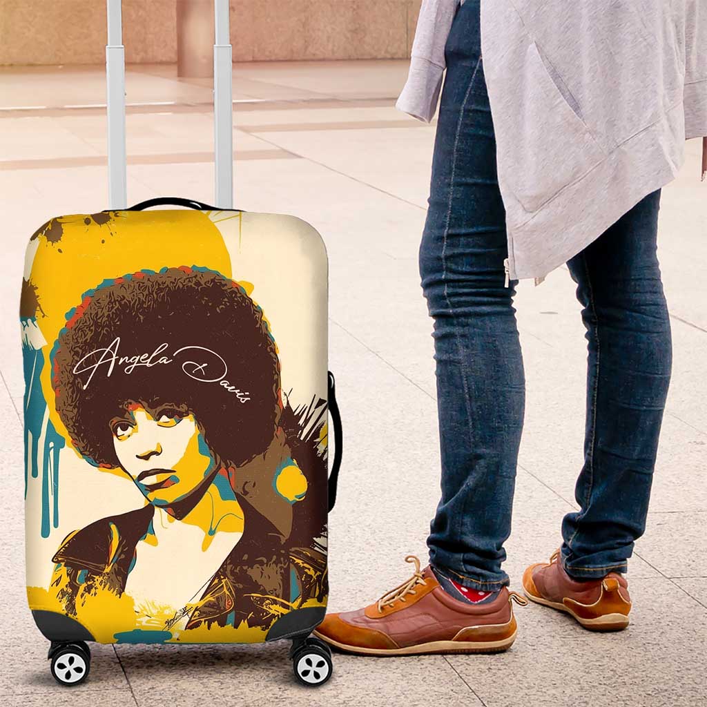 Angela Davis Luggage Cover Bold Pop Art Style Freedom Is a Constant Struggle Quote Civil Rights Activist - Wonder Print Shop