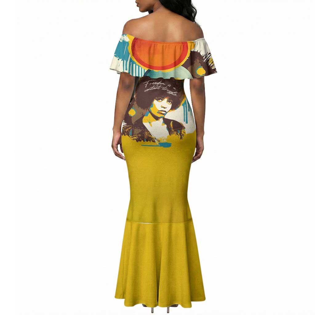 Angela Davis Mermaid Dress Bold Pop Art Style Freedom Is a Constant Struggle Quote Civil Rights Activist TS04