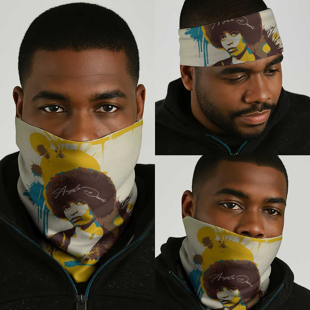 Angela Davis Neck Gaiter Bold Pop Art Style Freedom Is a Constant Struggle Quote Civil Rights Activist - Wonder Print Shop