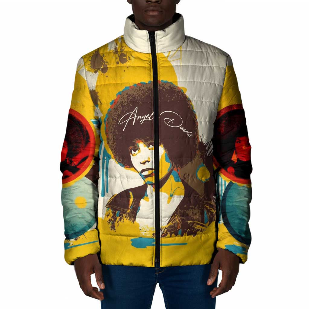 Angela Davis Padded Jacket Bold Pop Art Style Freedom Is a Constant Struggle Quote Civil Rights Activist - Wonder Print Shop