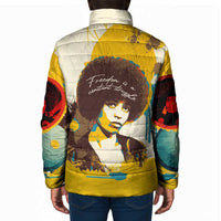Angela Davis Padded Jacket Bold Pop Art Style Freedom Is a Constant Struggle Quote Civil Rights Activist - Wonder Print Shop