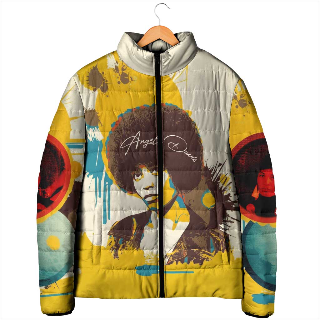 Angela Davis Padded Jacket Bold Pop Art Style Freedom Is a Constant Struggle Quote Civil Rights Activist - Wonder Print Shop