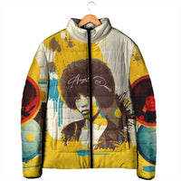Angela Davis Padded Jacket Bold Pop Art Style Freedom Is a Constant Struggle Quote Civil Rights Activist - Wonder Print Shop