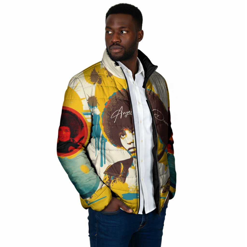 Angela Davis Padded Jacket Bold Pop Art Style Freedom Is a Constant Struggle Quote Civil Rights Activist - Wonder Print Shop