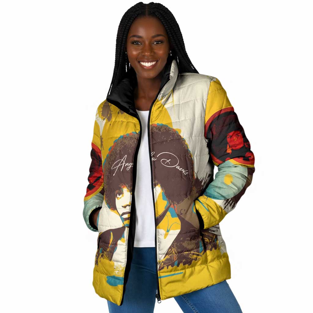 Angela Davis Padded Jacket Bold Pop Art Style Freedom Is a Constant Struggle Quote Civil Rights Activist - Wonder Print Shop