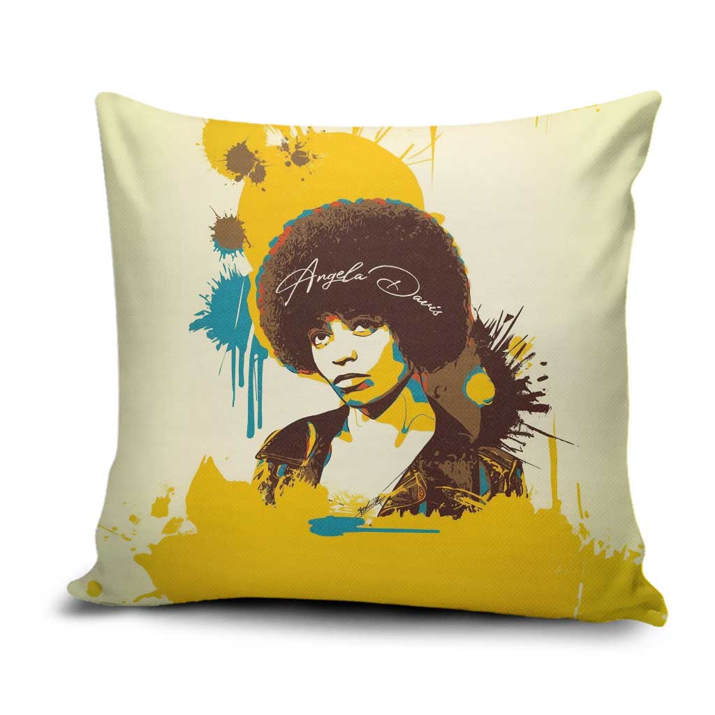 Angela Davis Pillow Cover Bold Pop Art Style Freedom Is a Constant Struggle Quote Civil Rights Activist - Wonder Print Shop