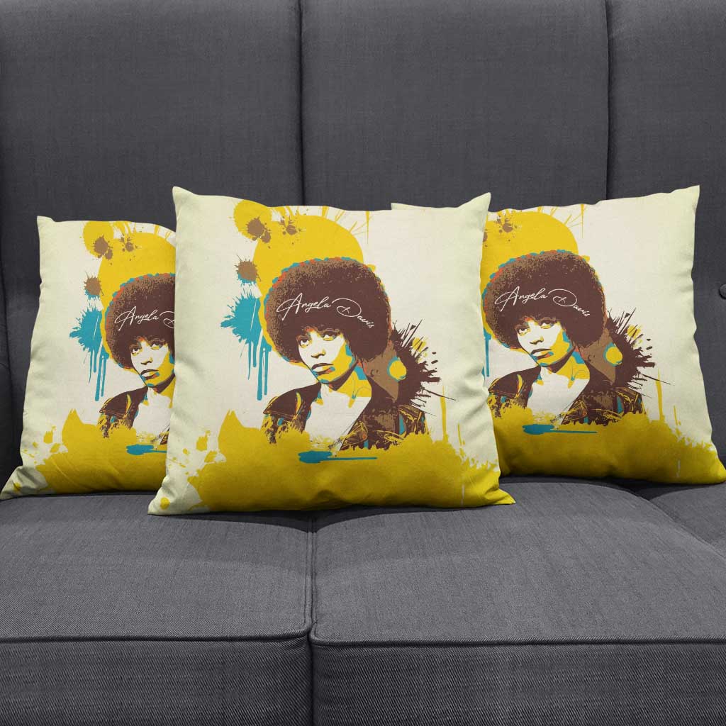 Angela Davis Pillow Cover Bold Pop Art Style Freedom Is a Constant Struggle Quote Civil Rights Activist - Wonder Print Shop