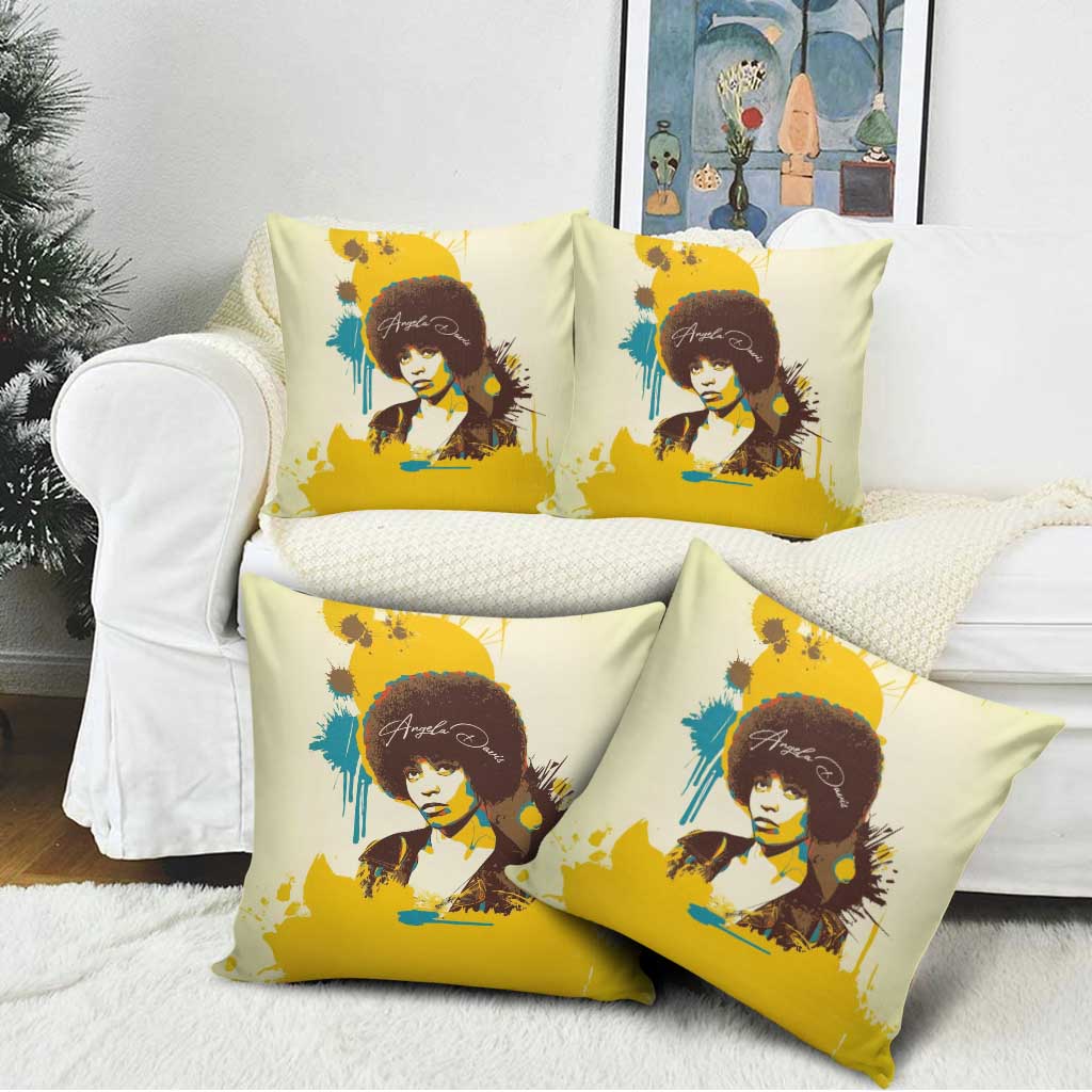 Angela Davis Pillow Cover Bold Pop Art Style Freedom Is a Constant Struggle Quote Civil Rights Activist - Wonder Print Shop