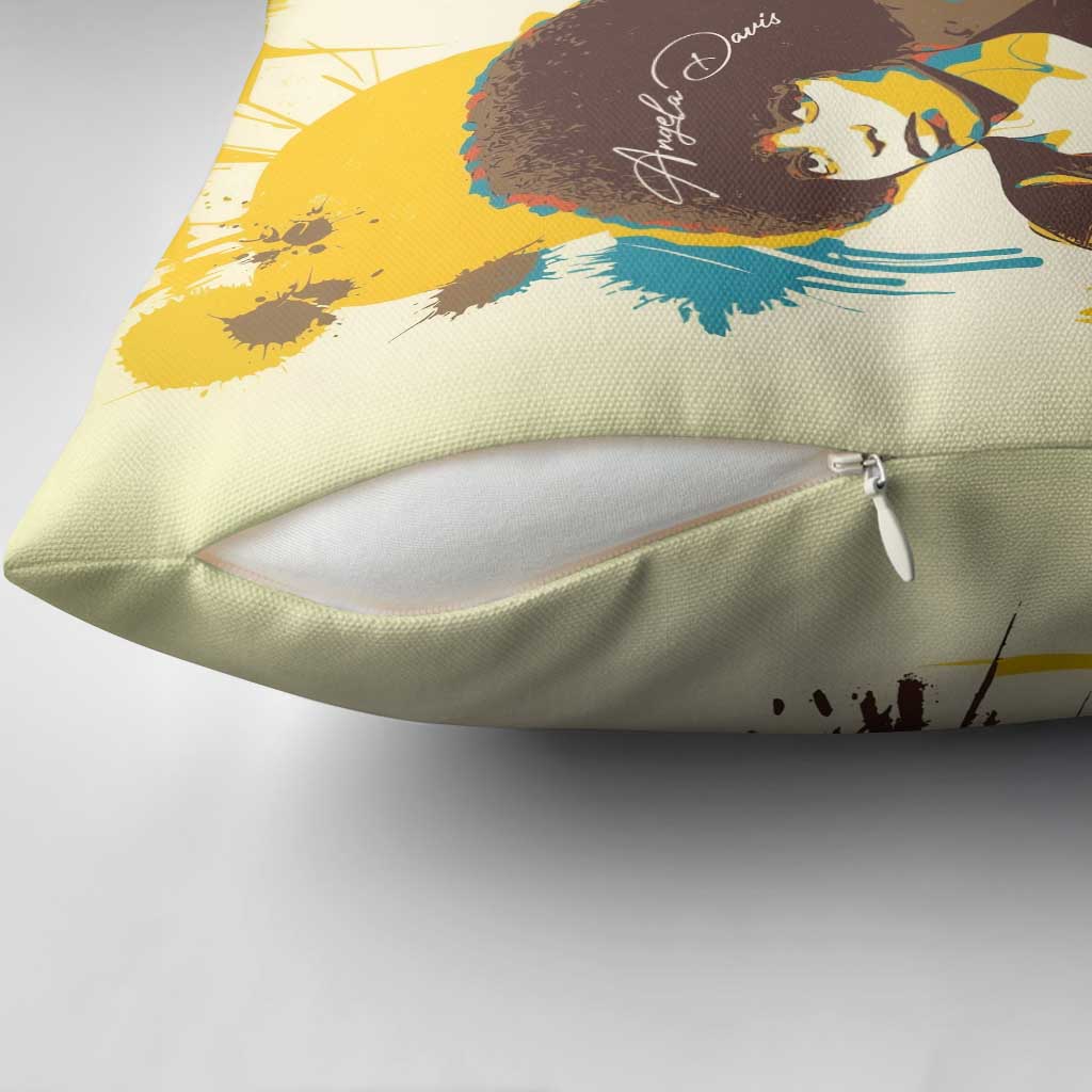 Angela Davis Pillow Cover Bold Pop Art Style Freedom Is a Constant Struggle Quote Civil Rights Activist - Wonder Print Shop