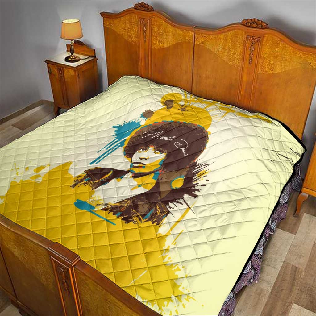 Angela Davis Quilt Bold Pop Art Style Freedom Is a Constant Struggle Quote Civil Rights Activist - Wonder Print Shop
