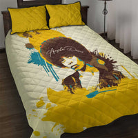 Angela Davis Quilt Bed Set Bold Pop Art Style Freedom Is a Constant Struggle Quote Civil Rights Activist - Wonder Print Shop