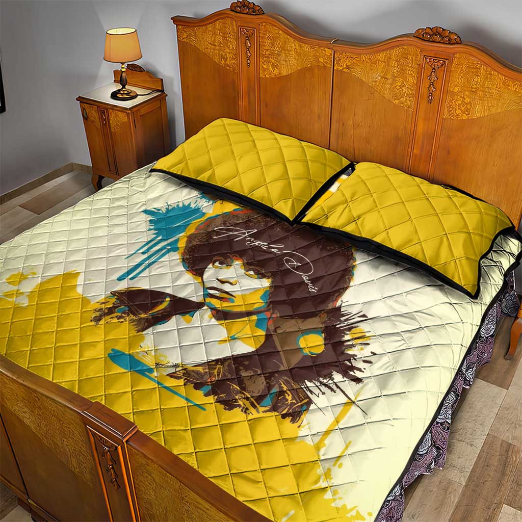 Angela Davis Quilt Bed Set Bold Pop Art Style Freedom Is a Constant Struggle Quote Civil Rights Activist - Wonder Print Shop