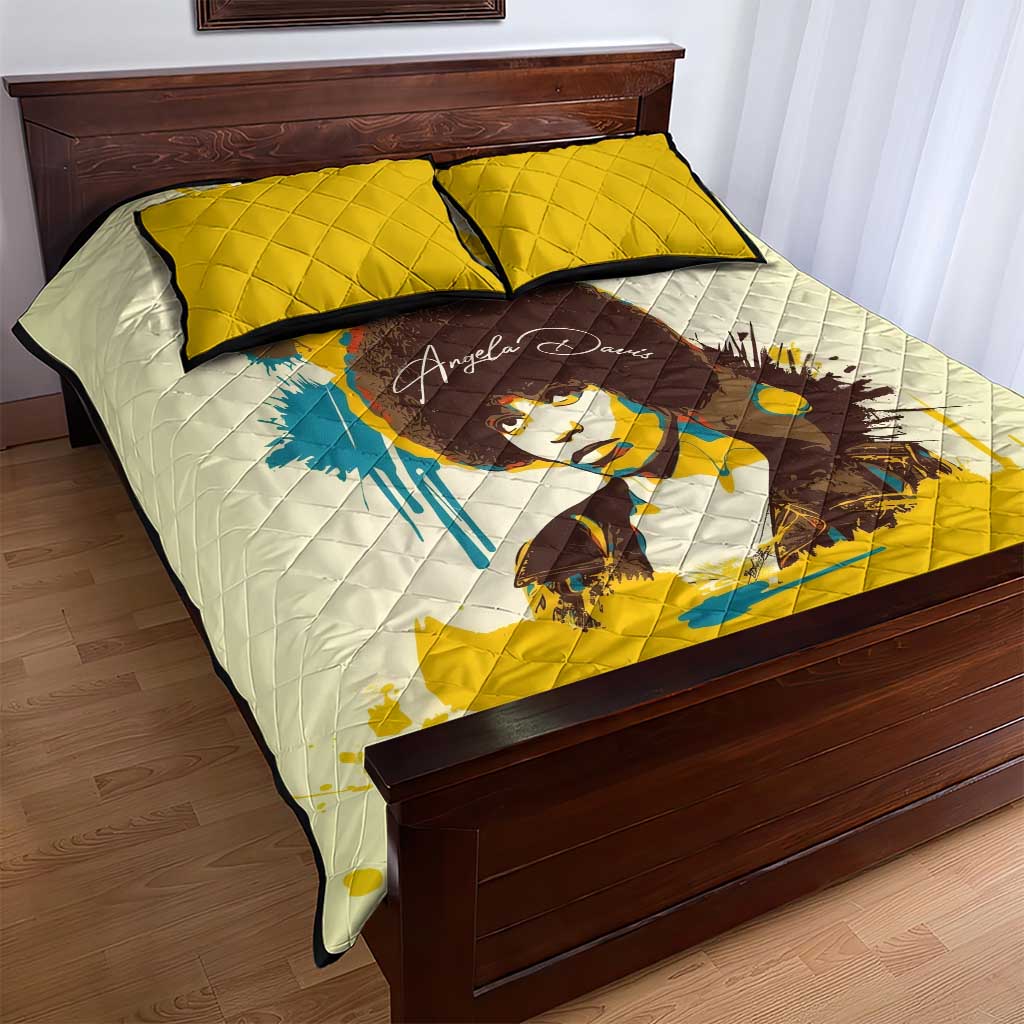 Angela Davis Quilt Bed Set Bold Pop Art Style Freedom Is a Constant Struggle Quote Civil Rights Activist - Wonder Print Shop