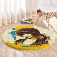 Angela Davis Round Carpet Bold Pop Art Style Freedom Is a Constant Struggle Quote Civil Rights Activist - Wonder Print Shop
