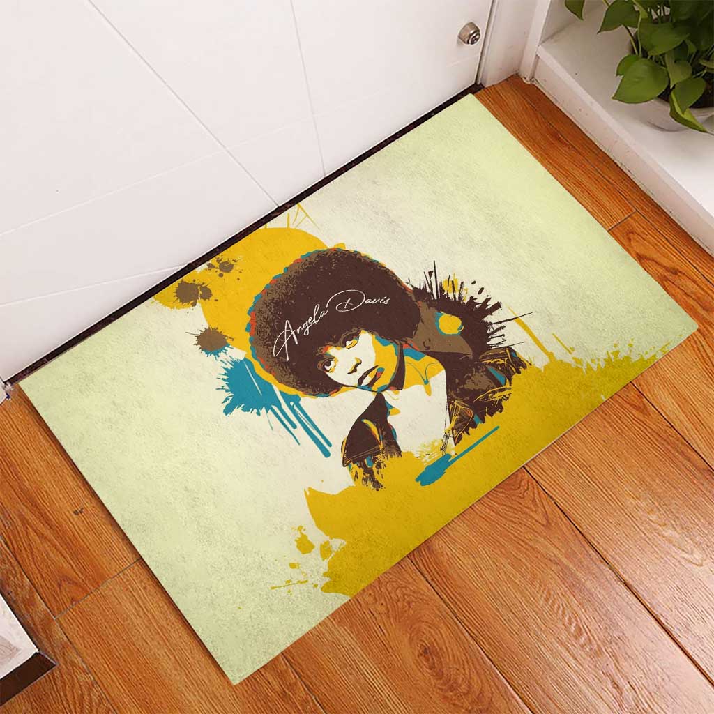 Angela Davis Rubber Doormat Bold Pop Art Style Freedom Is a Constant Struggle Quote Civil Rights Activist - Wonder Print Shop