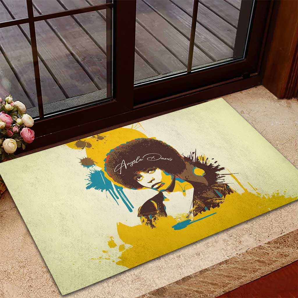 Angela Davis Rubber Doormat Bold Pop Art Style Freedom Is a Constant Struggle Quote Civil Rights Activist - Wonder Print Shop