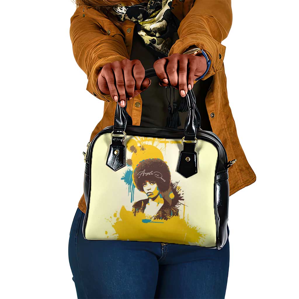 Angela Davis Shoulder Handbag Bold Pop Art Style Freedom Is a Constant Struggle Quote Civil Rights Activist - Wonder Print Shop