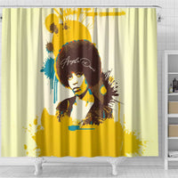 Angela Davis Shower Curtain Bold Pop Art Style Freedom Is a Constant Struggle Quote Civil Rights Activist - Wonder Print Shop
