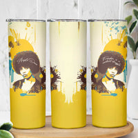 Angela Davis Skinny Tumbler Bold Pop Art Style Freedom Is a Constant Struggle Quote Civil Rights Activist - Wonder Print Shop
