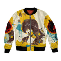 Angela Davis Sleeve Zip Bomber Jacket Bold Pop Art Style Freedom Is a Constant Struggle Quote Civil Rights Activist - Wonder Print Shop