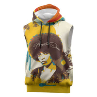 Angela Davis Sleeveless Hoodie Bold Pop Art Style Freedom Is a Constant Struggle Quote Civil Rights Activist - Wonder Print Shop