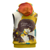 Angela Davis Sleeveless Hoodie Bold Pop Art Style Freedom Is a Constant Struggle Quote Civil Rights Activist - Wonder Print Shop