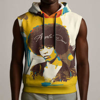 Angela Davis Sleeveless Hoodie Bold Pop Art Style Freedom Is a Constant Struggle Quote Civil Rights Activist - Wonder Print Shop